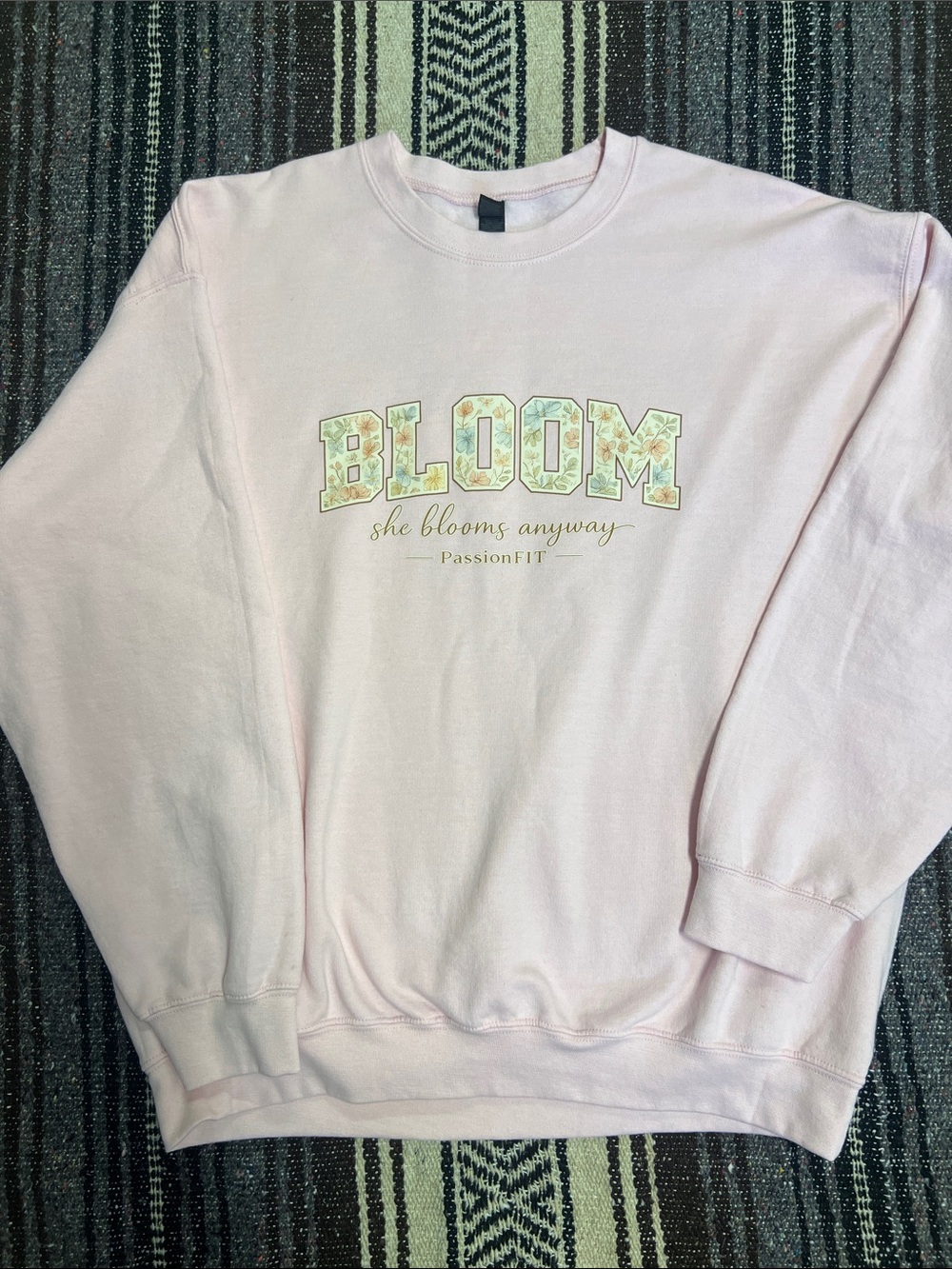 Gildan Pink "BLOOM" Floral Graphic Sweatshirt